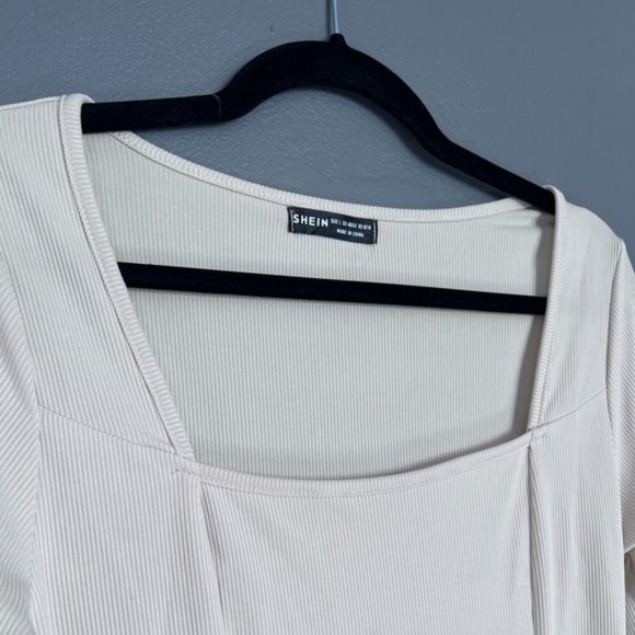 Shein Long Sleeve Ribbed Body Con Dress - Large in Cream - Picture 3 of 6